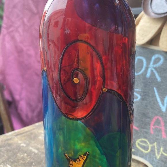🤗408-You Are Glassy ❤️ Folk Art Painted Glass Bottle - Picture 7 of 9